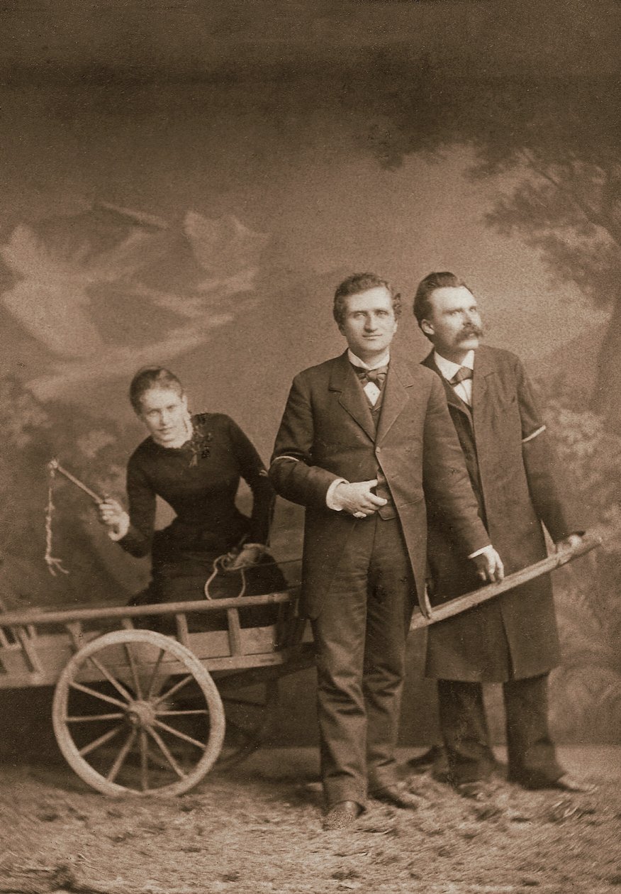 Paul Ree, Lou Andreas-Salome, Friedrich Nietzsche - mei 1882 (Lucerne, Atelier Jules Bonnet) door Unknown photographer
