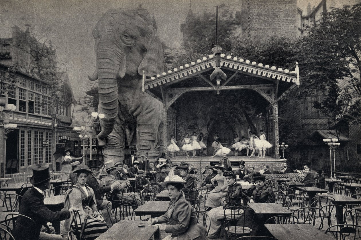 Populaire levensscène bij de Moulin Rouge in Parijs. Fotografie, eind 19e eeuw, Parijs. Coll. Selva. door Unknown photographer