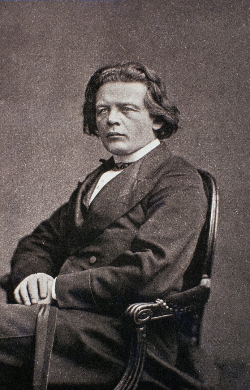 Portret van Anton Rubinstein (zwart-wit foto) door Unknown photographer