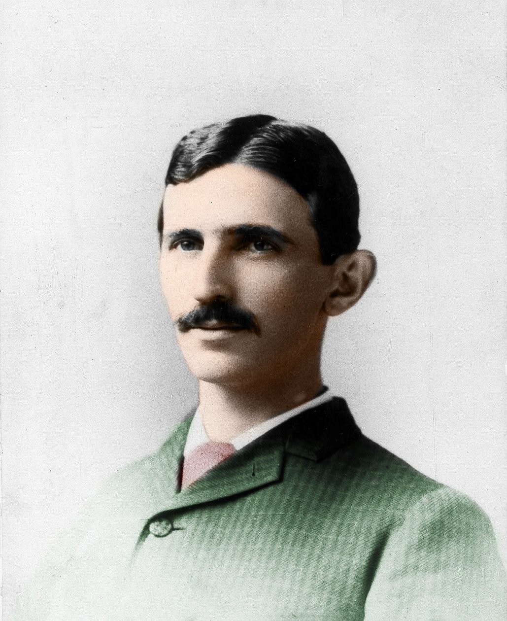 Portret van Nikola (Nikolaj) Tesla (1857-1943). Elektrisch ingenieur en Kroatisch natuurkundige genaturaliseerd tot Amerikaan door Unknown photographer