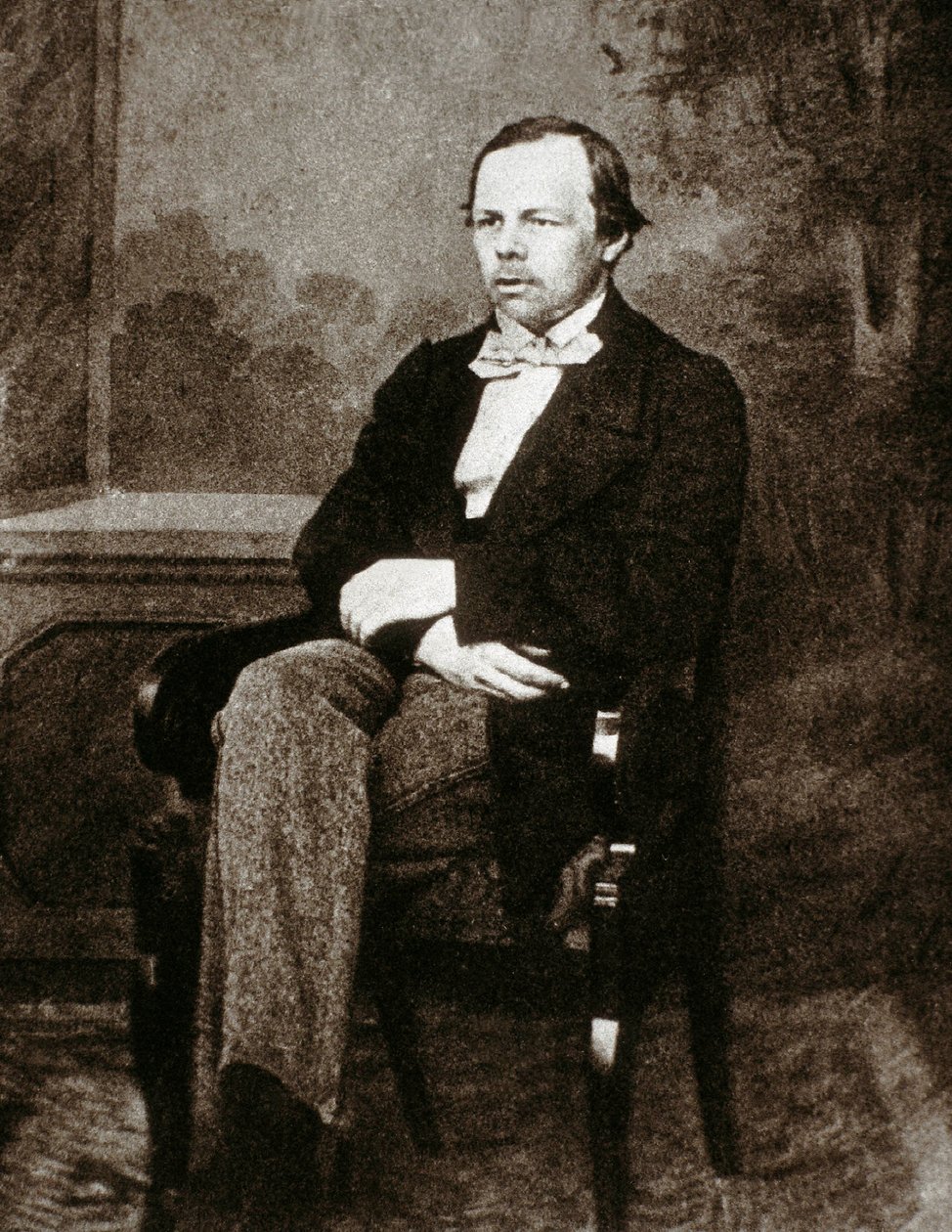 Portret van de Russische schrijver Fedor Dostojevski (1821-1881). Foto uit de 19e eeuw door Unknown photographer