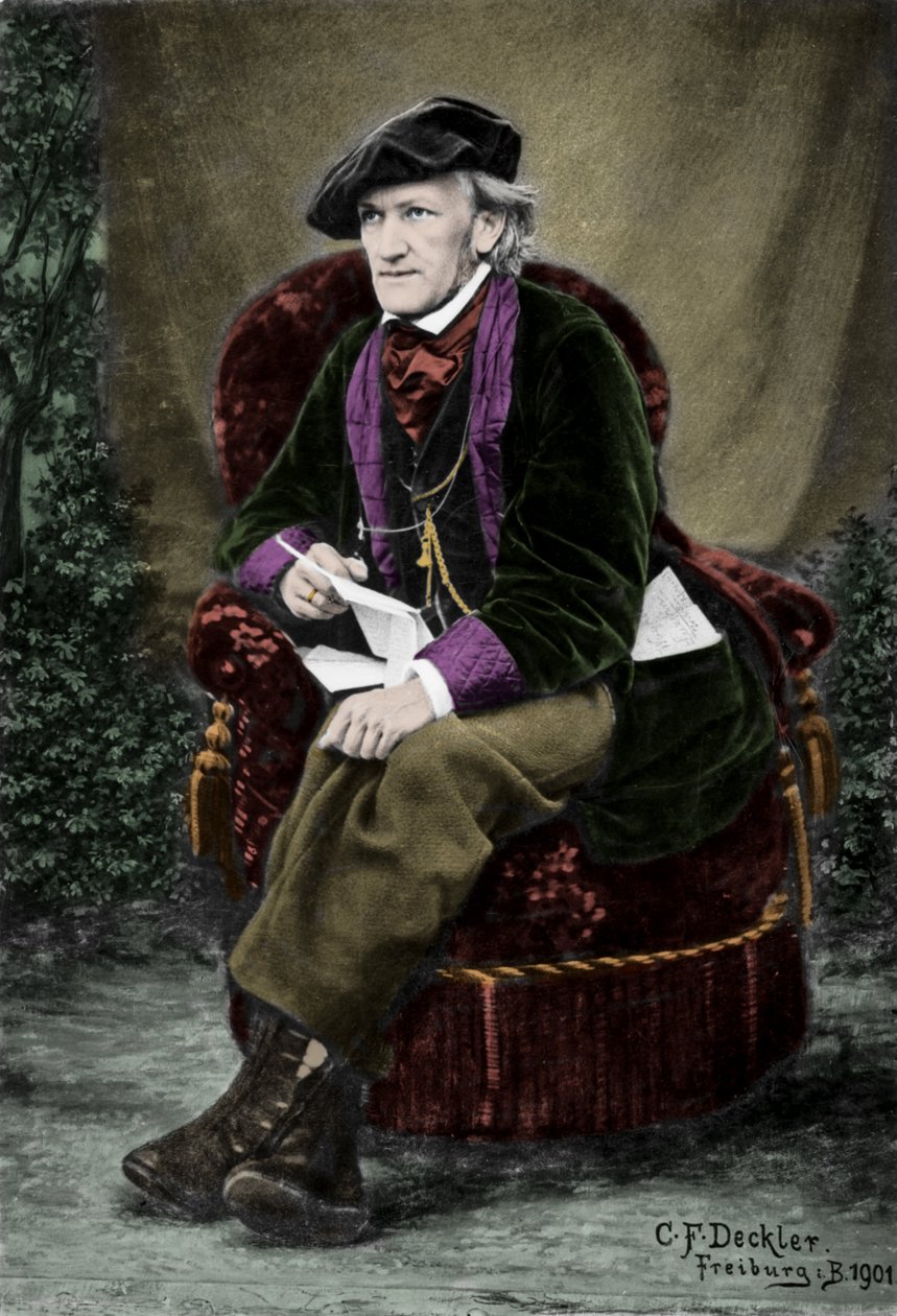 Portret van componist Richard Wagner (1813-1883) in de Villa Tribschen in Luzern, Zwitserland. door Unknown photographer