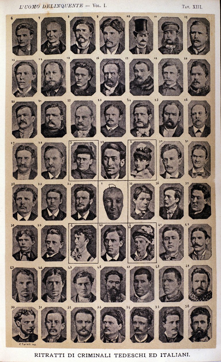 Portretten van Duitse en Italiaanse criminelen. Album van foto