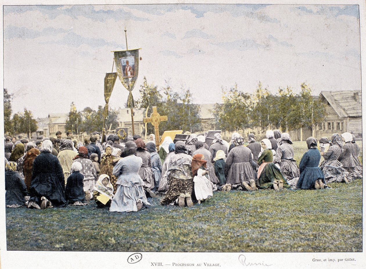 Processie in het dorp (Rusland) (fotografie, eind 19e eeuw) door Unknown photographer