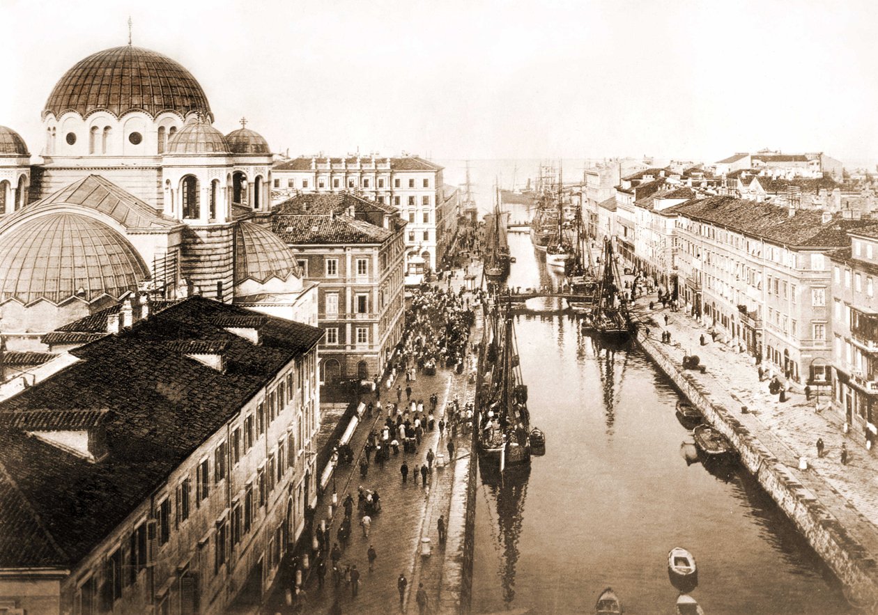Uitzicht op de stad Triëst aan het einde van de 19e eeuw door Unknown photographer