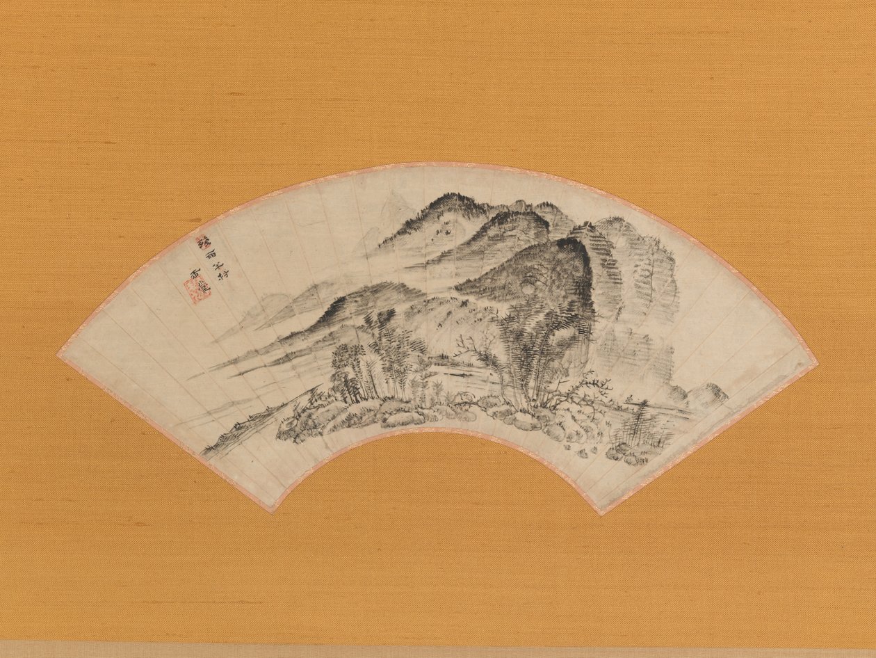 Aanhoudende regen over de helft van het dorp, ca. 1815-20 door Uragami Gyokudo