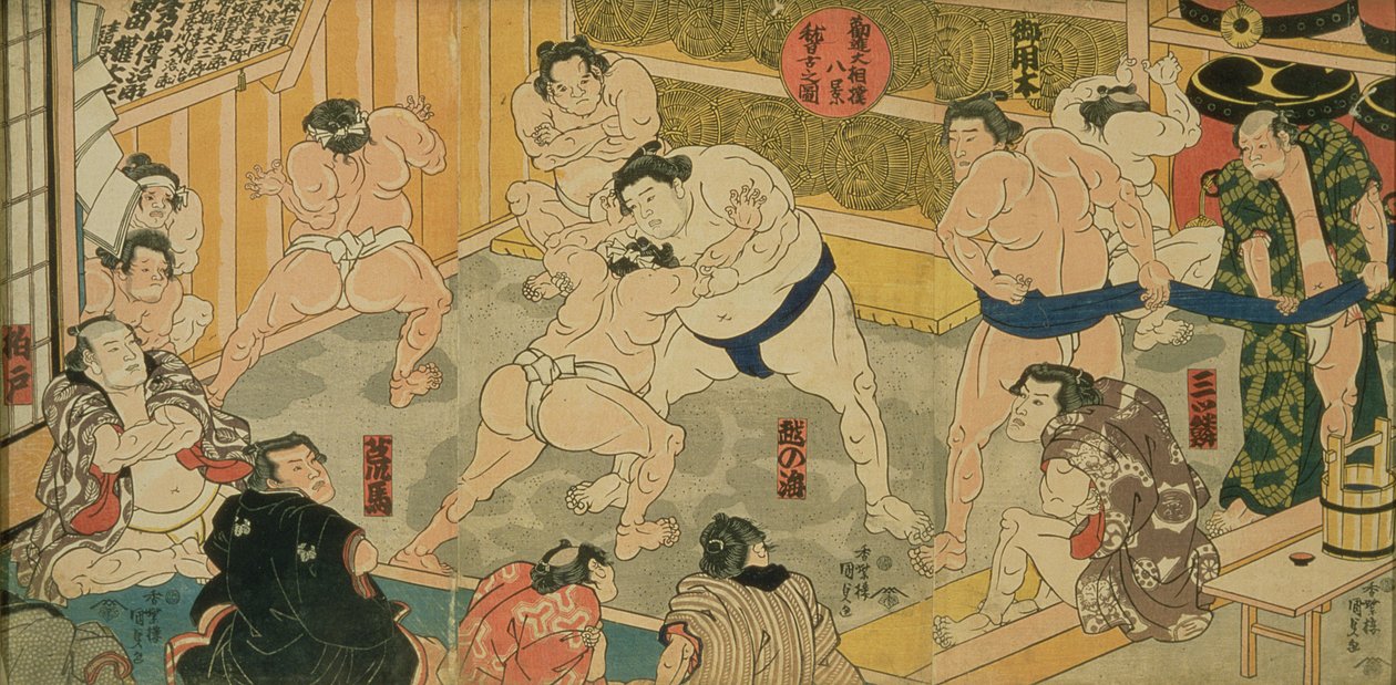 Een van acht uitzichten op Kanjin Sumo, uitgegeven door Tsutaya, 19e eeuw door Utagawa Kunisada