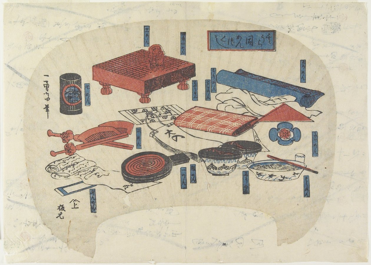 Collectie van Dingen met Namen die Eindigen op Men, c. 1830-1844 door Utagawa Kuniyoshi