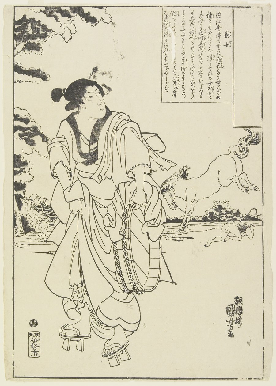 De vrouwelijke worstelaar, 1843-1847 door Utagawa Kuniyoshi