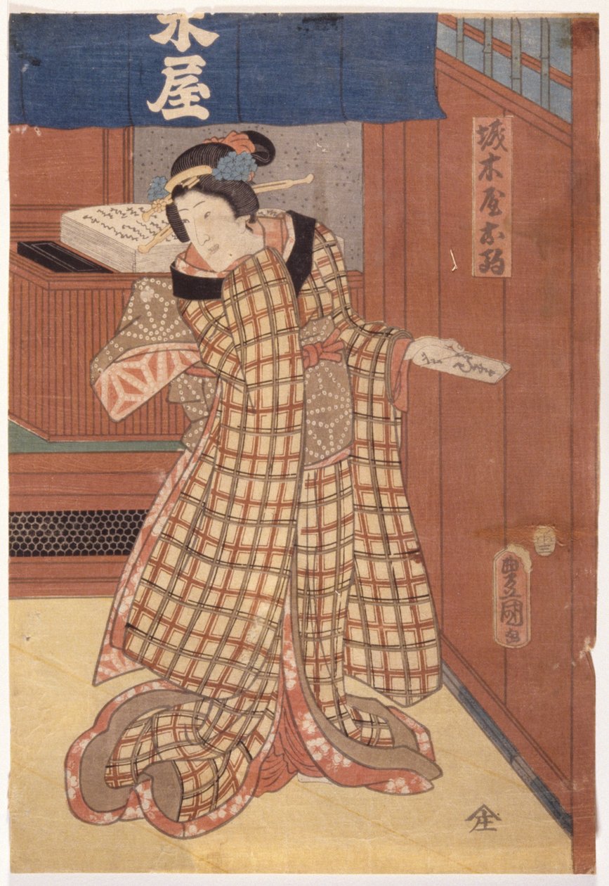Dame Met Tablet door Utagawa (1786 1865) Kunisada