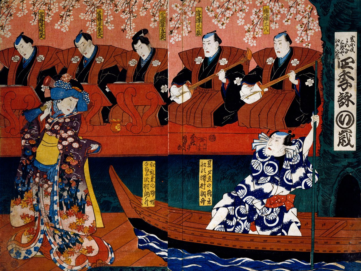 Shiki no Nagame Maru-ni-I no Toshi, Toshi acteur, scène uit De Vier Seizoenen door Utagawa Kunisada