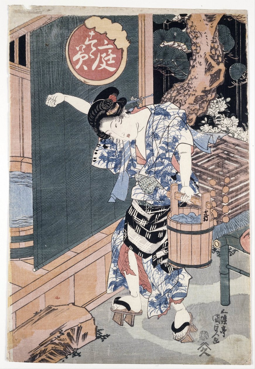 Het tuinbad door Utagawa Kunisada
