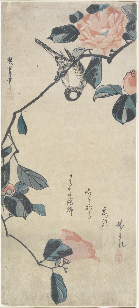 (Vogel op Camellia), begin 19e eeuw door Utagawa Hiroshige