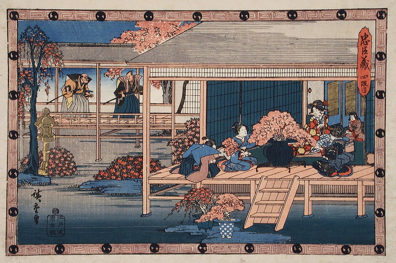 Akte IV: Gezantten van de shogun naderen Lady Kaoyo en de groep bij Enya
