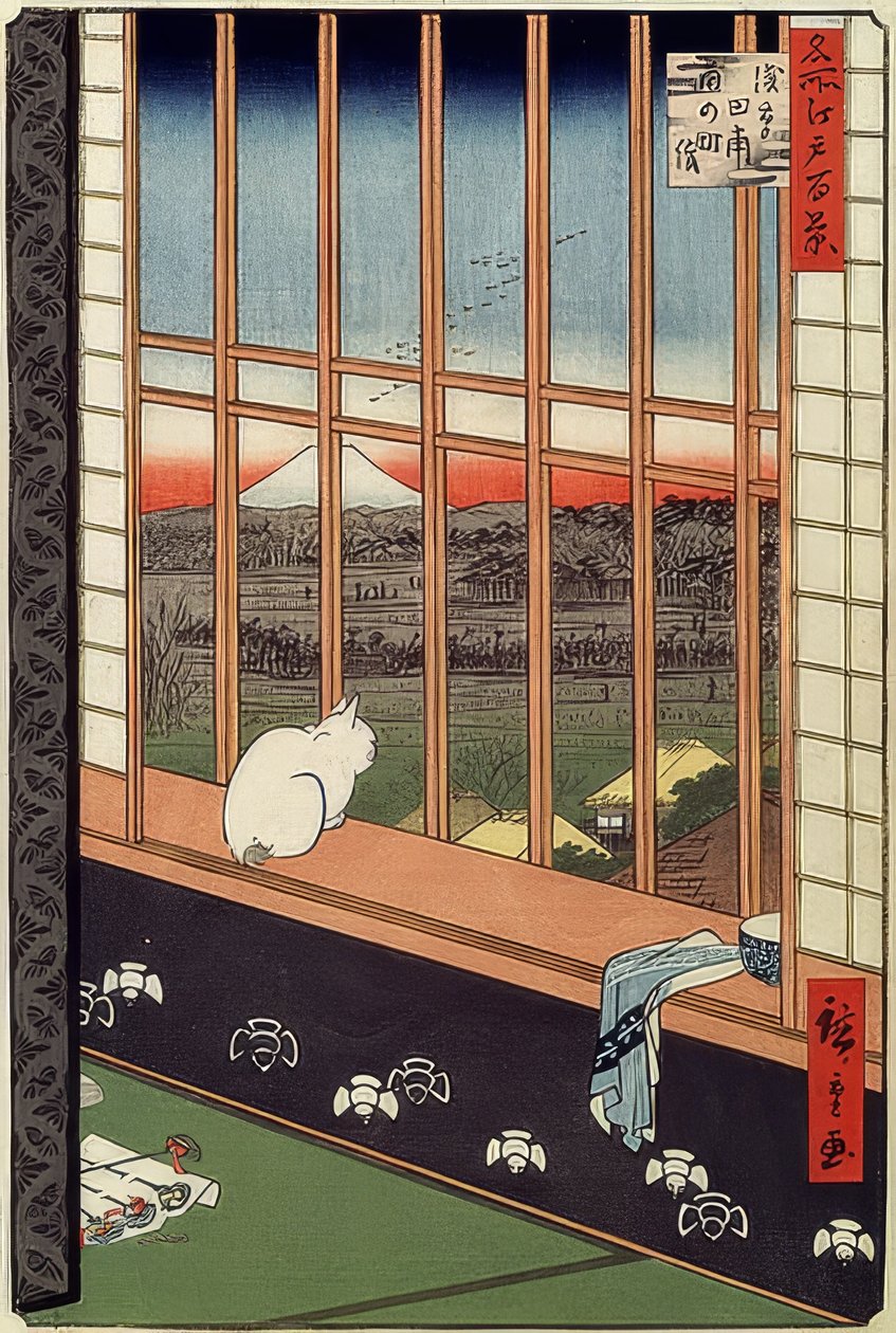 Asakusa rijstvelden en Torinomachi festival. Uit de serie: 100 beroemde uitzichten van Edo door Utagawa Hiroshige