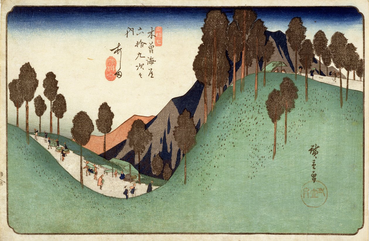 Ashida, uit Negenenzestig Stations op de Kisokaido-snelweg, ca. 1838 door Utagawa Hiroshige