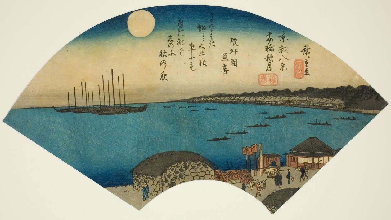 Herfstmaan bij Takanawa (Takanawa shugetsu), uit de serie "Acht uitzichten van de oostelijke hoofdstad (Toto hakkei)" door Utagawa Hiroshige