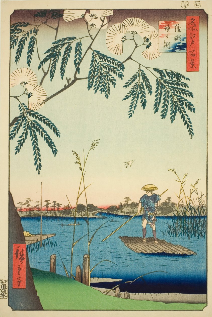 Ayase-rivier en Kanegafuchi, uit de serie "Honderd beroemde gezichten van Edo" door Utagawa Hiroshige