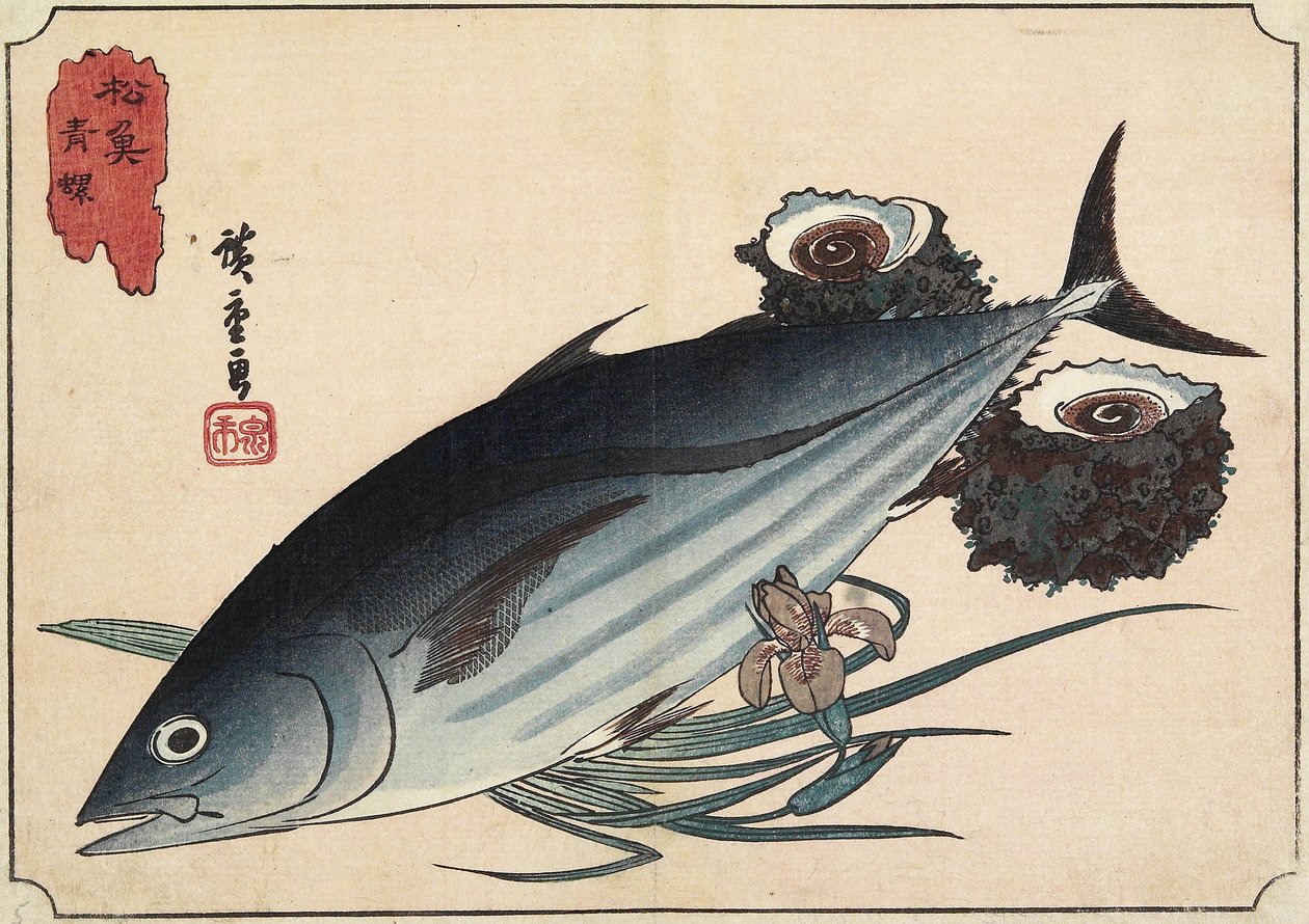 Bonito en top schelpen, begin 19e eeuw door Utagawa Hiroshige