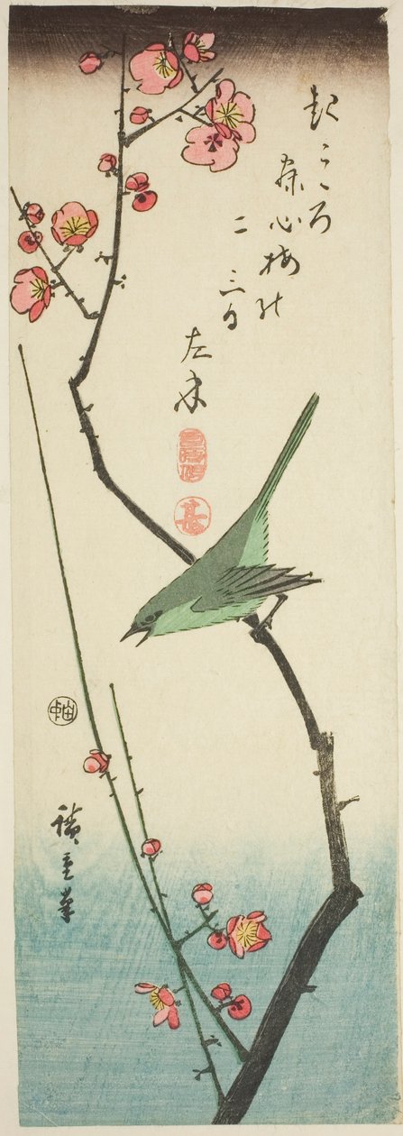 Boszanger op Pruimentak door Utagawa Hiroshige