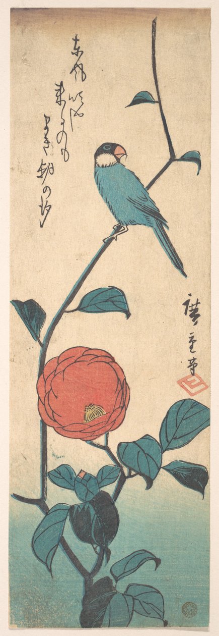Camellia en vink door Utagawa Hiroshige