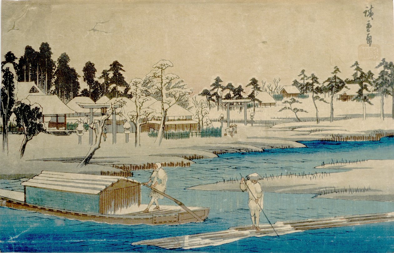 Opklarende sneeuwval bij Masaki door Utagawa Hiroshige