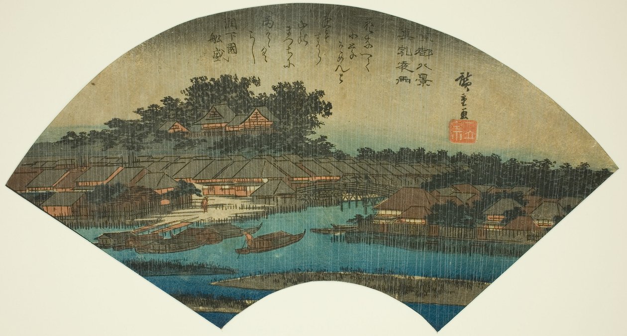 Avondregen bij Matsuchiyama (Matsuchiyama yau), uit de serie 