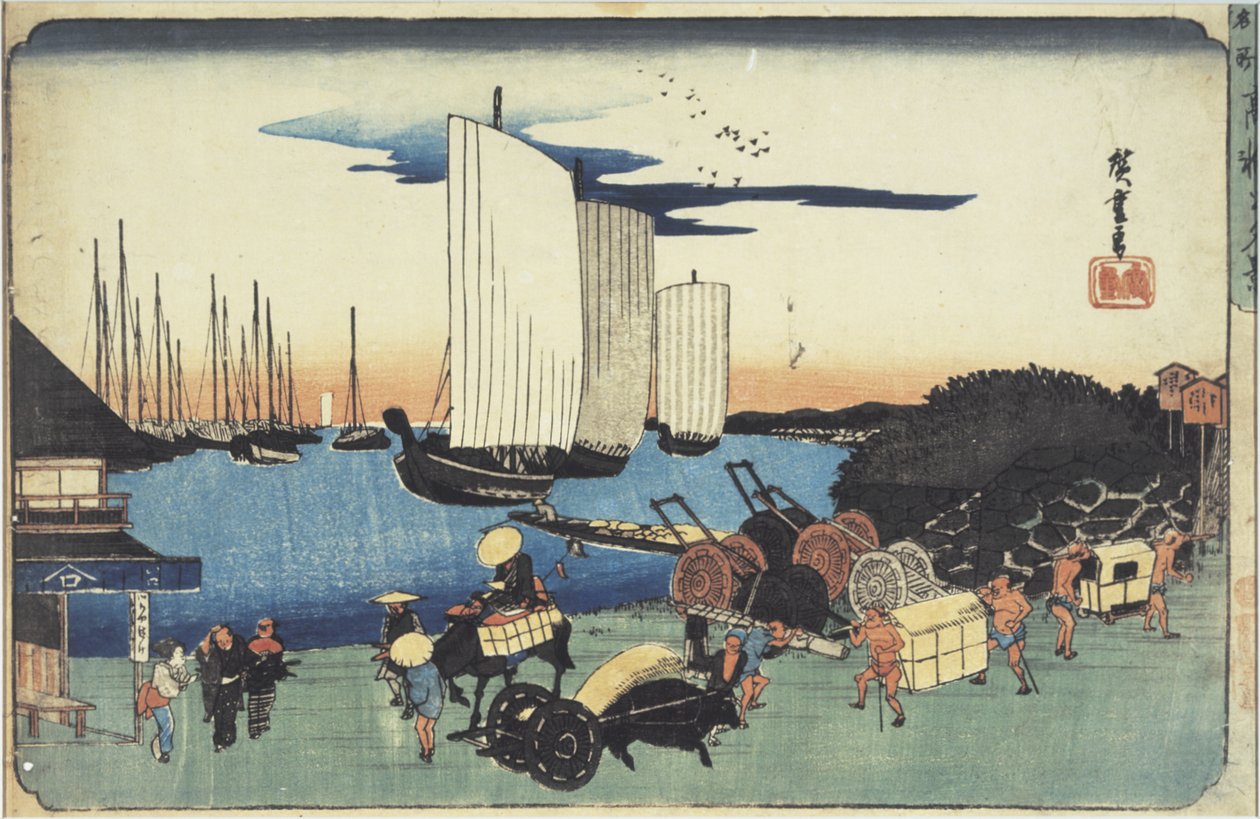 "Avondzicht op Takanawa" uit de serie "Beroemde plekken van de oostelijke hoofdstad" door Utagawa Hiroshige