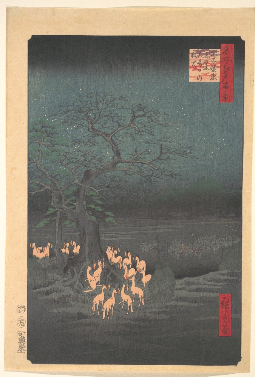 Bijeenkomst van vossen in Ōji door Utagawa Hiroshige