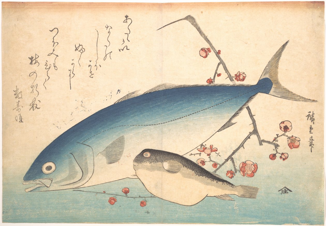 Fugu- en inada-vissen, uit de serie Uozukushi (Alle soorten vis) door Utagawa Hiroshige