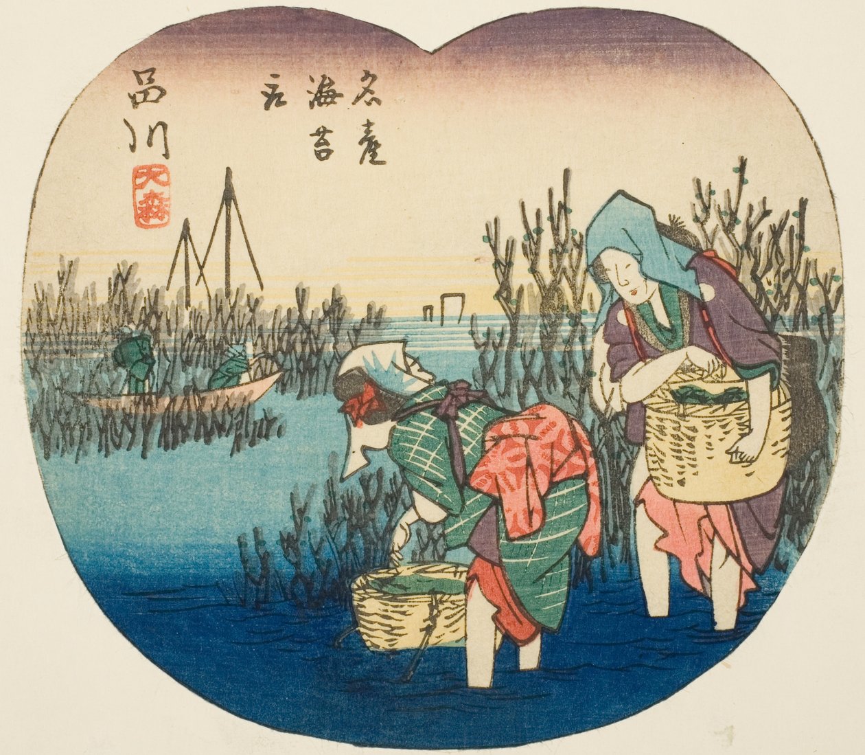 Zeewier verzamelen bij Omori in Shinagawa, sectie van blad nr. 1 uit de serie 