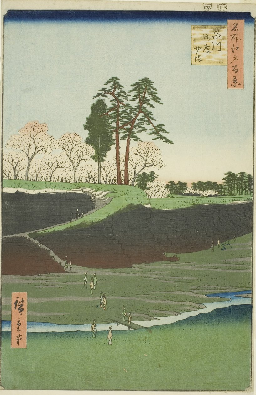 Goten Hill bij Shinagawa (Shinagawa Gotenyama), uit de serie "Honderd beroemde uitzichten van Edo (Meisho Edo hyakkei)" door Utagawa Hiroshige