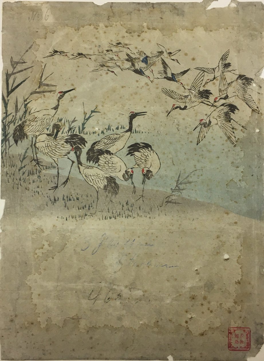 Reigers tussen de grassen door Utagawa Hiroshige