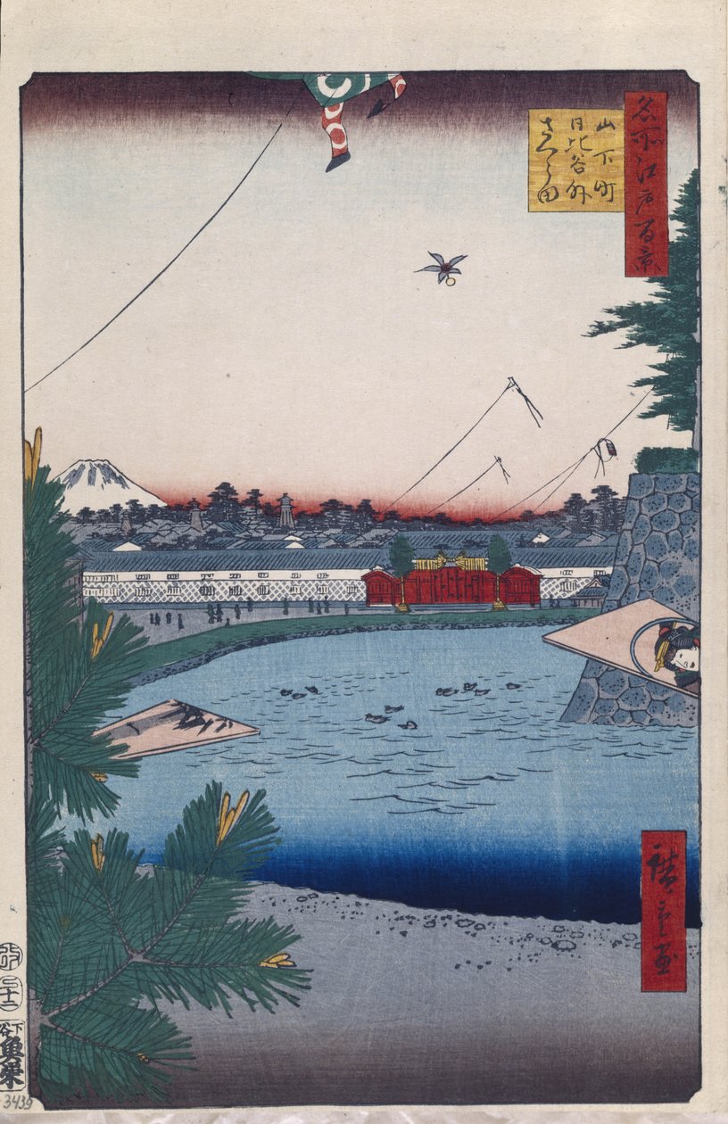 Hibiya en Soto-Sakurada vanuit Yamashita-cho Honderd Beroemde Zichten van Edo, 1856-1858 door Utagawa Hiroshige