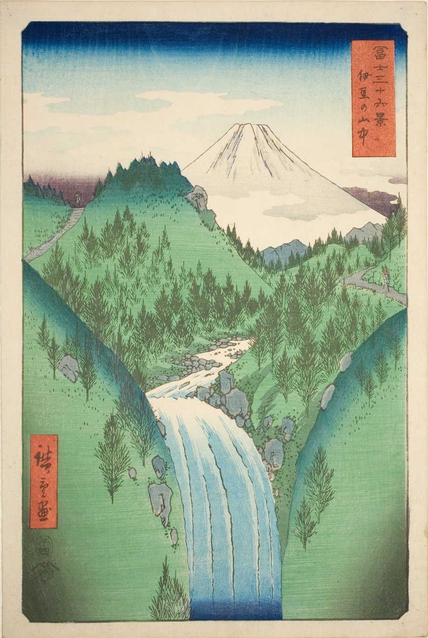In de Bergen van de Izu Provincie (Izu no sanchu), uit de serie "Zesendertig Zichten op de Berg Fuji (Fuji sanjurokkei)" door Utagawa Hiroshige