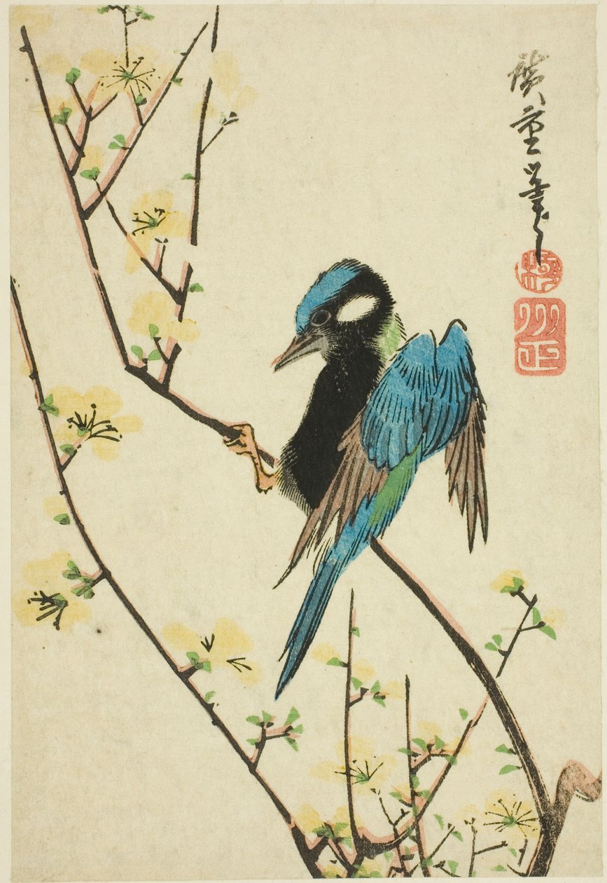 Java mus op kersen tak door Utagawa Hiroshige