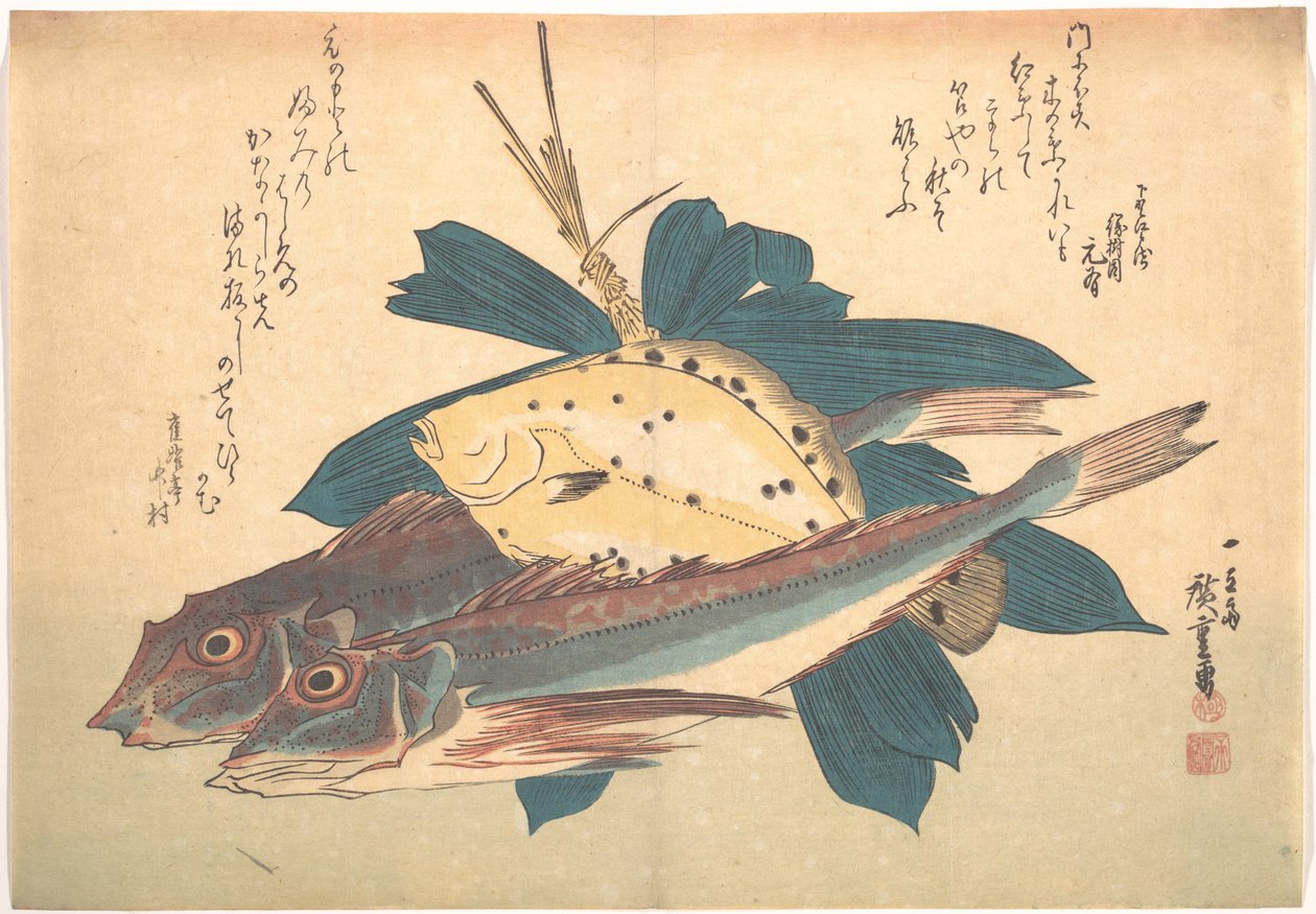 Kanagashira- en Karei-vissen, uit de serie Uozukushi (Alle soorten vissen) door Utagawa Hiroshige