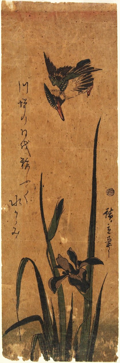 Eisvogel und Iris door Utagawa Hiroshige