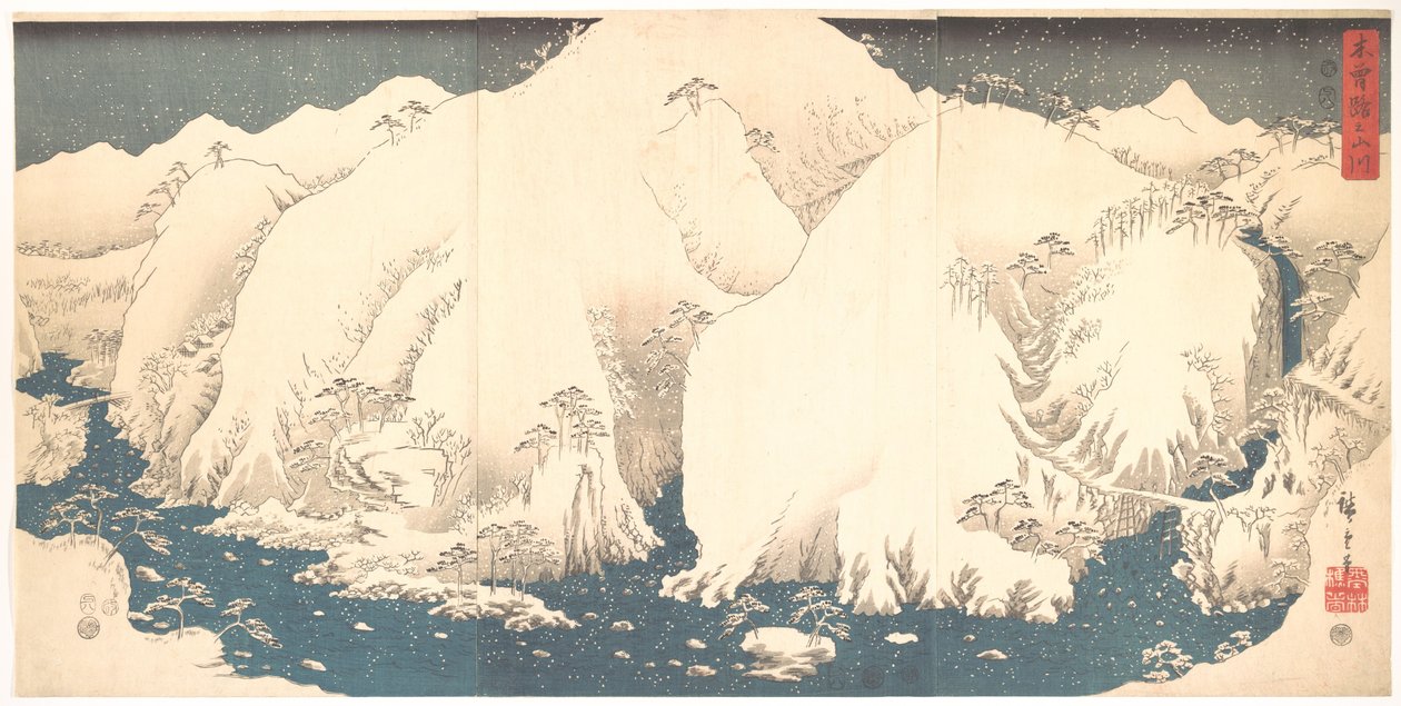 Kisō-bergen in de sneeuw door Utagawa Hiroshige
