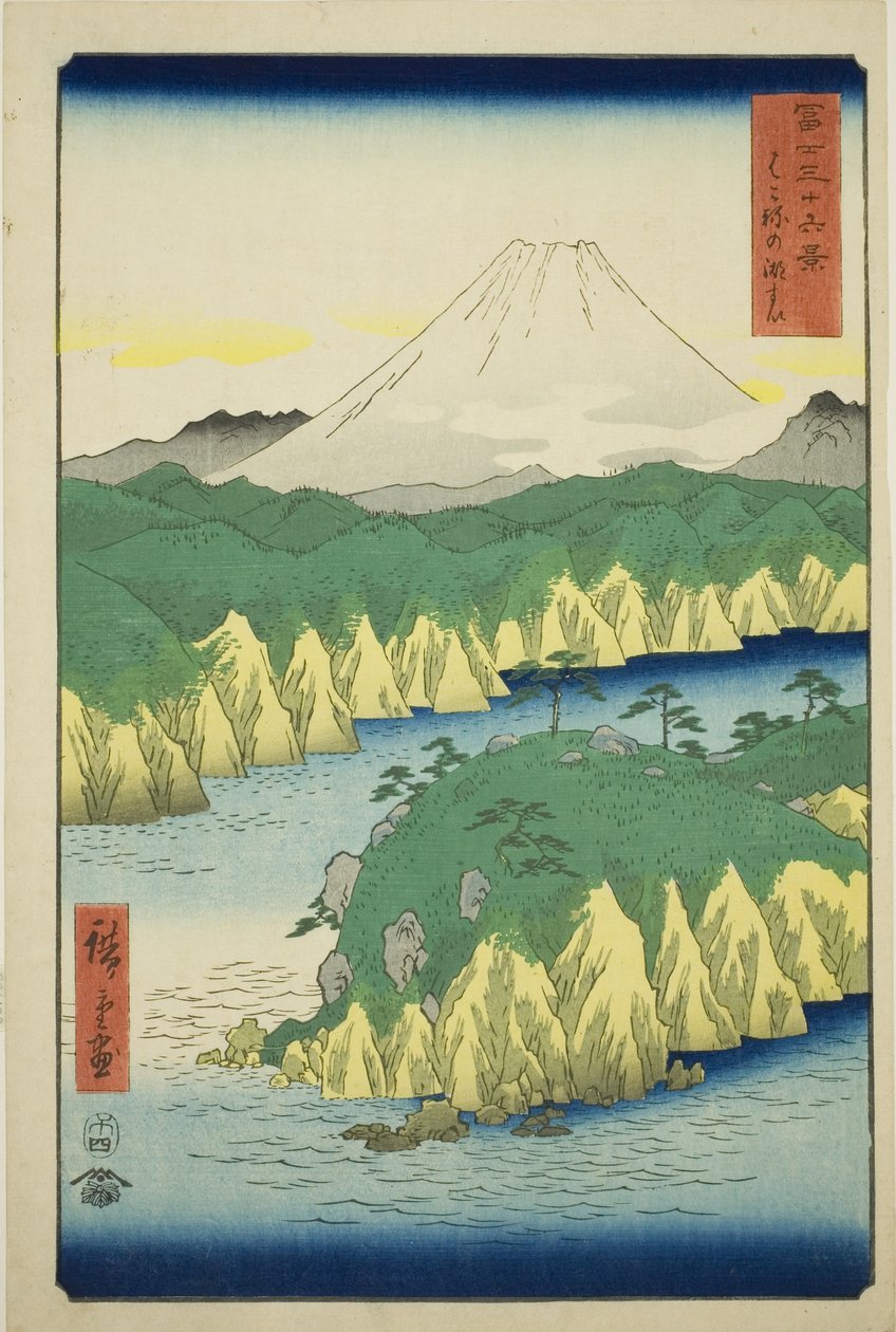 Meer bij Hakone (Hakone no kosui), uit de serie "Zesendertig Zichten op de Berg Fuji (Fuji sanjurokkei)" door Utagawa Hiroshige