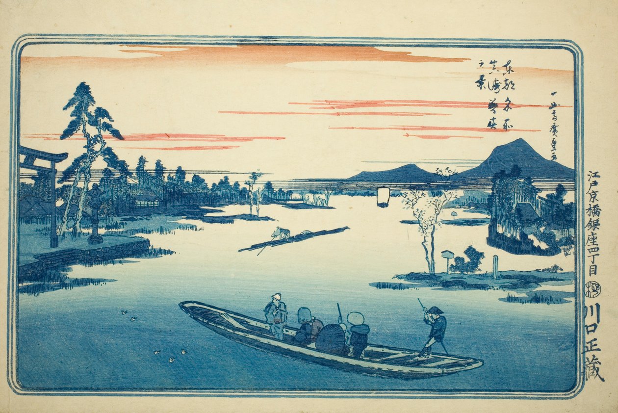 Late lente in Massaki (Massaki boshun no kei), uit de serie "Beroemde uitzichten van de oostelijke hoofdstad (Toto meisho)" door Utagawa Hiroshige