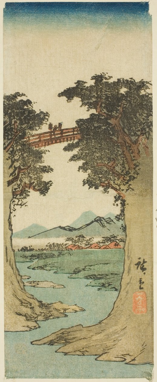 Apenbrug door Utagawa Hiroshige