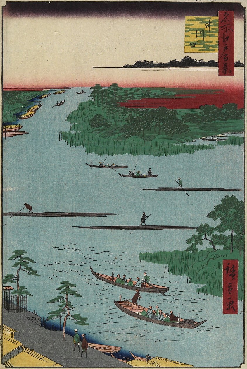 Monding van de Nakagawa Rivier door Utagawa Hiroshige