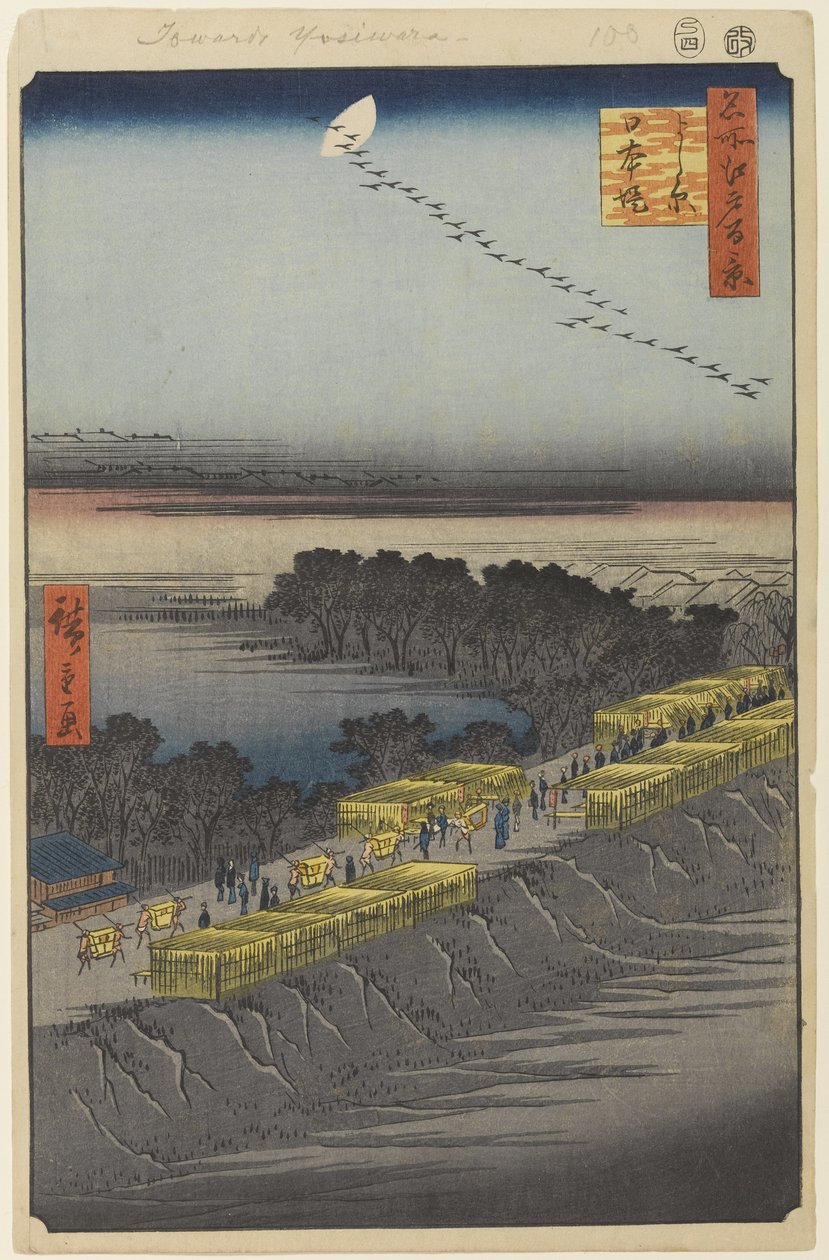 Nihon Dijk, Yoshiwara, nr. 100 uit Honderd Beroemde Zichten van Edo door Utagawa Hiroshige