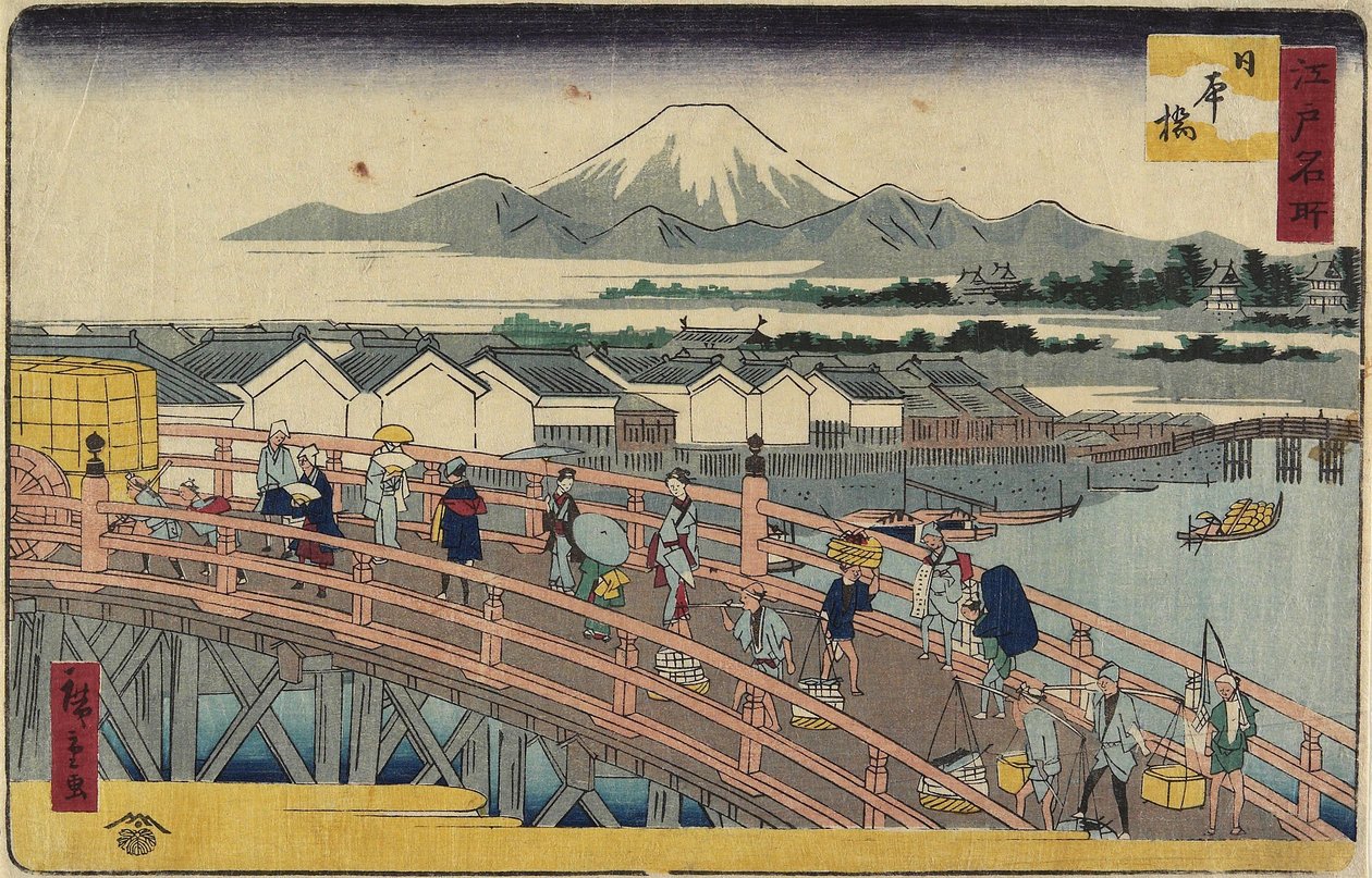 Nihonbashi Brug, 1830-1858 door Utagawa Hiroshige