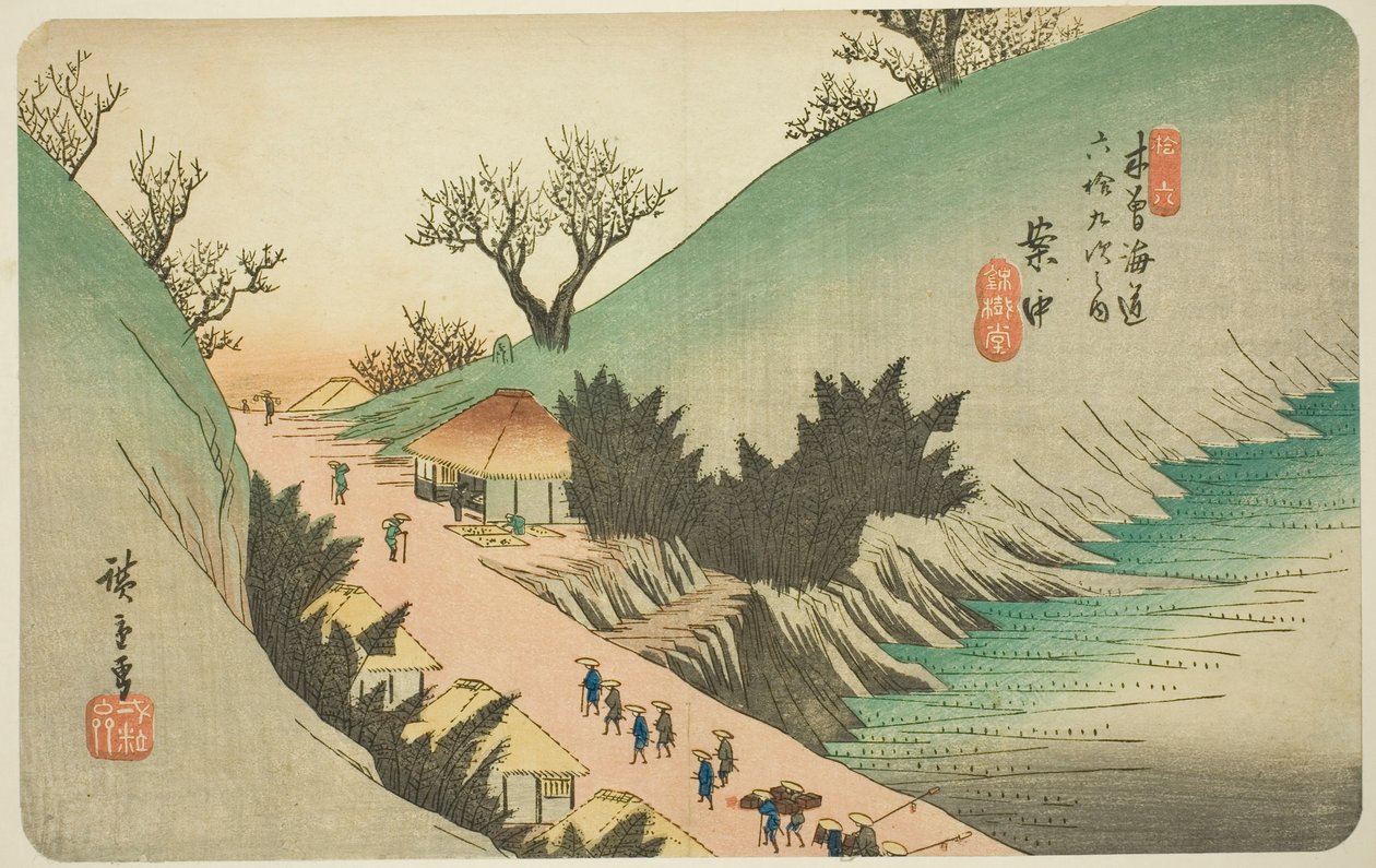Nr. 16: Annaka, uit de serie "Negenenzestig Stations van de Kisokaido" door Utagawa Hiroshige