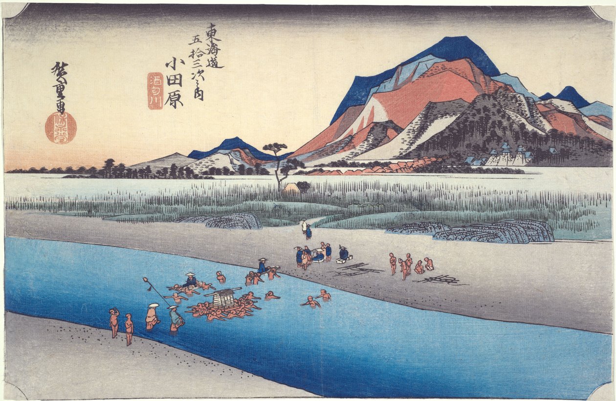 Odawara Sakawa-gawa, uit de serie Drieënvijftig stations van de Tōkaidō door Utagawa Hiroshige