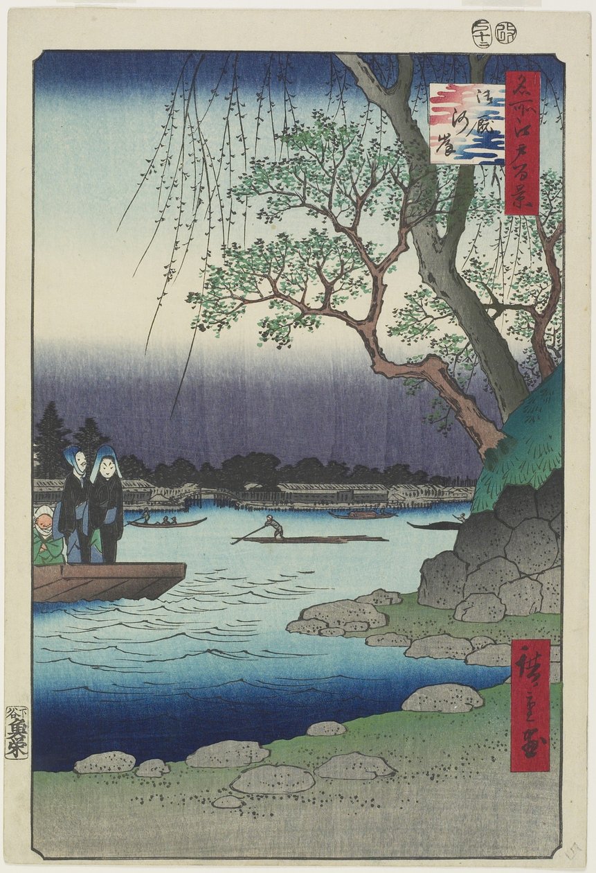 Onmaya Rivieroever, december 1857 door Utagawa Hiroshige