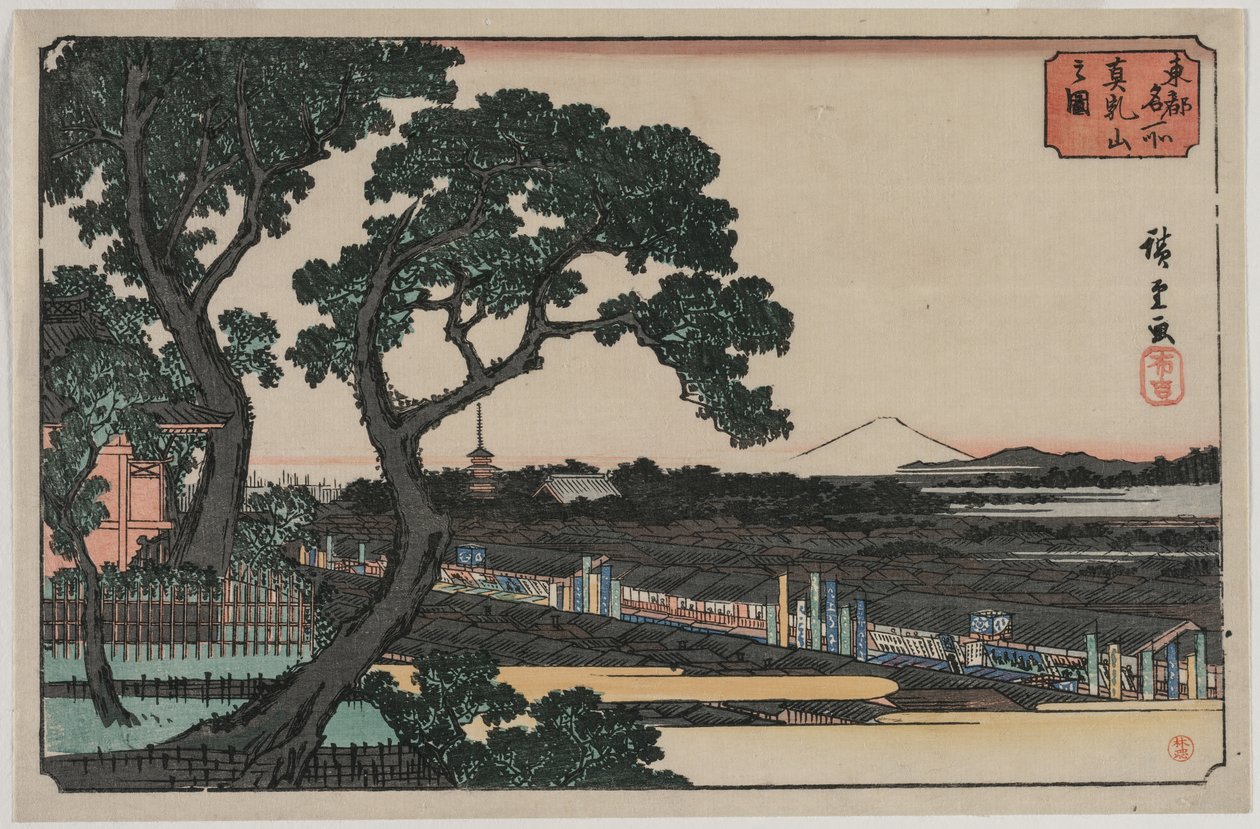 Afbeelding van Matsuchiyama, uit de serie Beroemde Plaatsen in de Oostelijke Hoofdstad door Utagawa Hiroshige