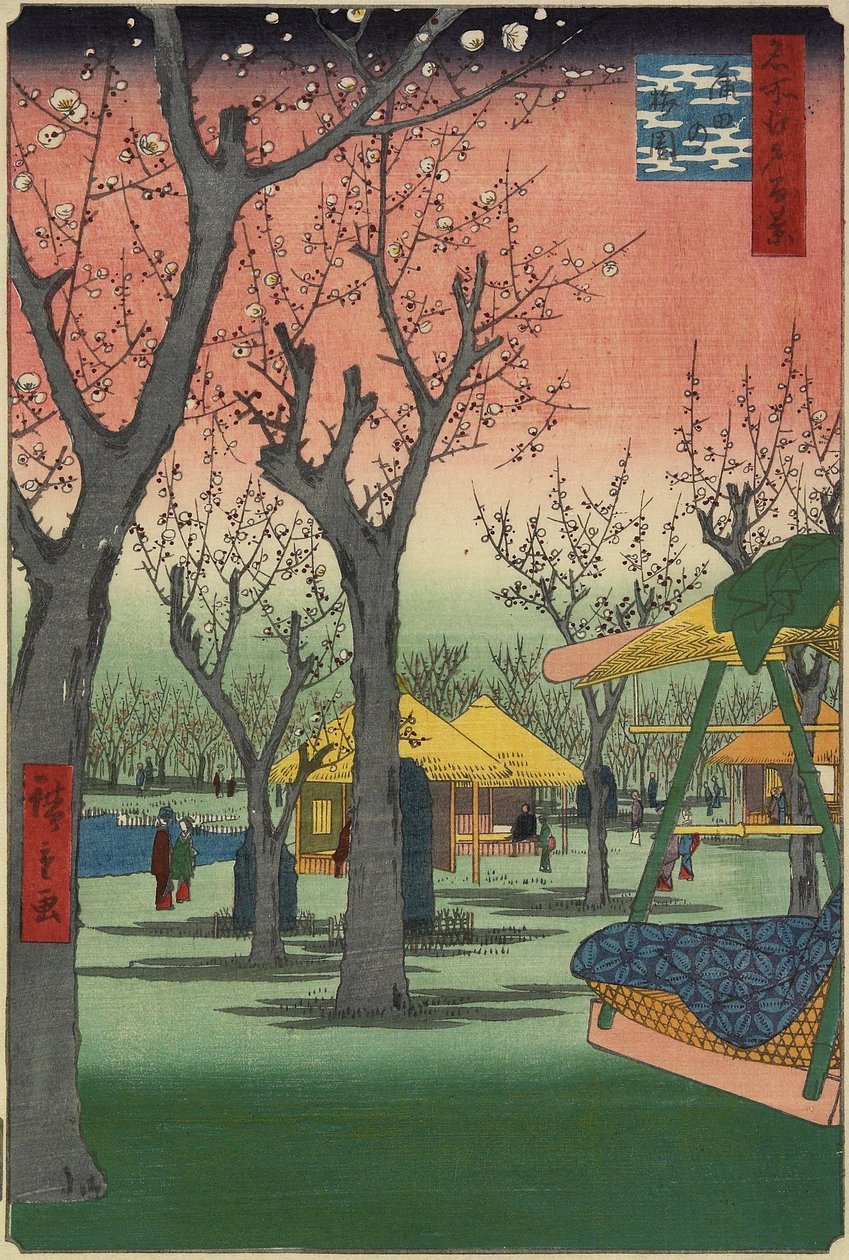 Pruimentuin in Kamata, februari 1857 door Utagawa Hiroshige